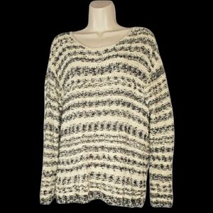 J Jill Striped Sweater Black and Cream Large